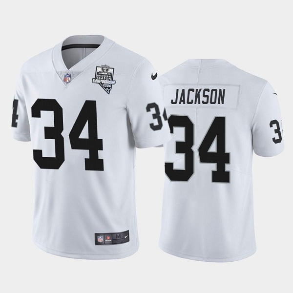 Men's Las Vegas Raiders #34 Bo Jackson White NFL 2020 Inaugural Season Vapor Limited Stitched Jersey